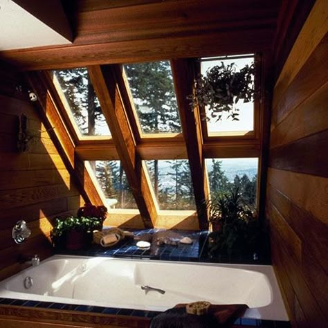 A-Frame Bathroom Skylight Idea | Architect Robert Harvey Osh… | Flickr A Frame Cabin, A Frame House, French Chic, House Goals, Bath Tub, Dream Rooms, Dream House Decor, House Inspo, A Frame