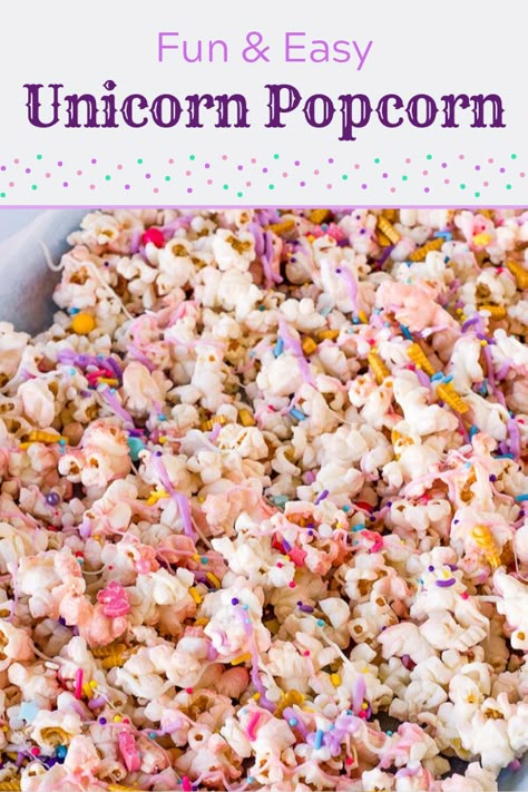 Unicorn Popcorn, Flavored Popcorn Recipes, Popcorn Treats, Popcorn Snacks, Diy Snacks, Popcorn Recipe, Kids Treat, Diy Treats, Flavored Popcorn