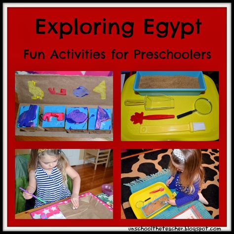 Unschool the Teacher: Ancient Egypt activities for preschoolers Ancient Egypt Activities, Egypt Lessons, Egypt Activities, Egyptian Crafts, Fun Activities For Preschoolers, Around The World Theme, Fine Motor Activities For Kids, Summer Preschool, Activities For Preschoolers