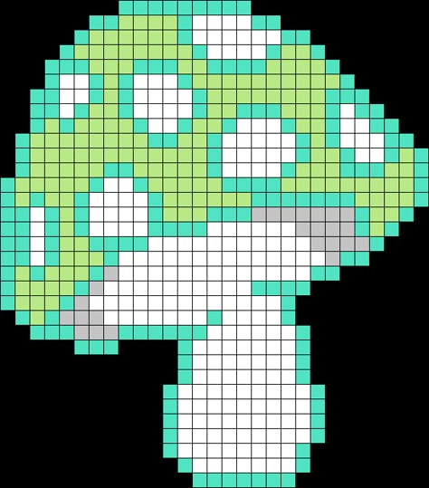 Mushroom Perler Bead Pattern | Bead Sprites | Simple Fuse Bead Patterns Mushroom Pixel Art Aesthetic, Trippy Mushroom Perler Bead Patterns, Mushroom Perler Bead Patterns, Perler Bead Mushroom, Pixel Art Mushroom, Mushroom Kandi, Mushroom Perler Beads, Mushroom Pixel Art, Perler Templates