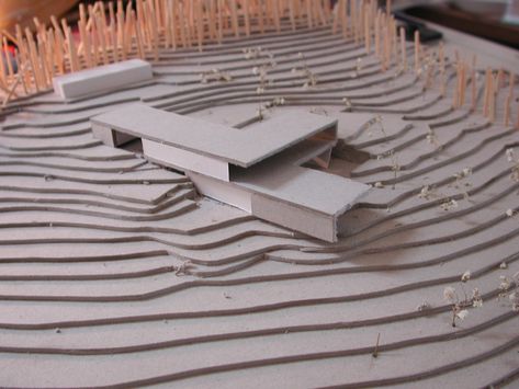 Gallery of Folding Farm House / Box Urban Design Architecture - 24 Architectural Site Model, Site Model Architecture, Slope House Design Architecture, Architecture Topography Model, Conceptual Site Model, Layering Architecture Concept Model, Topographic Model Architecture, Slope House Design, Maquette Architecture