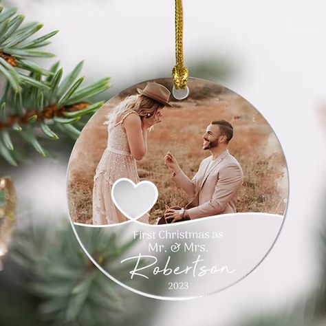 Bride Gift From Groom, Marry Xmas, Merry And Married Ornament, First Christmas Married Ornament, First Married Christmas Ornament, First Christmas Ornament Married, 1st Christmas Married Ornament, First Christmas Couple Ornament, Picture Frame Ornaments