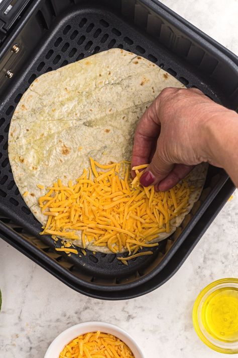 Air Fryer Quesadillas | Air Frying Foodie Air Fryer Jambalaya, Air Fryer Flour Tortilla Recipes, Air Fried Quesadilla, Airfryer Tortilla Recipes, Air Fry Flour Tortillas, Air Fried Tortillas, Airfryer Quesadilla Recipes, Air Fryer Breakfast Quesadilla, Air Fry Quesadilla