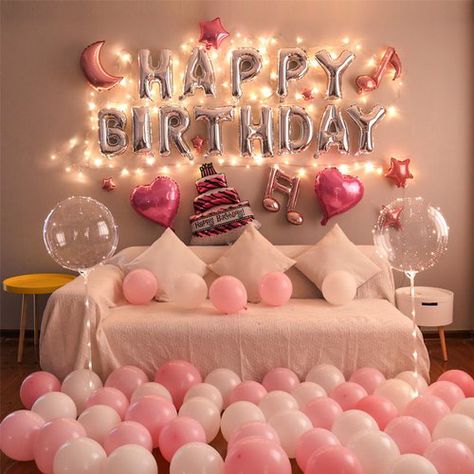 Surprise Birthday Decorations, Birthday Decorations At Home, Happy Birthday Decor, Decorative Wallpaper, Birthday Room Decorations, Simple Birthday Decorations, 21st Birthday Decorations, Party Things, Birthday Gifts For Boyfriend Diy