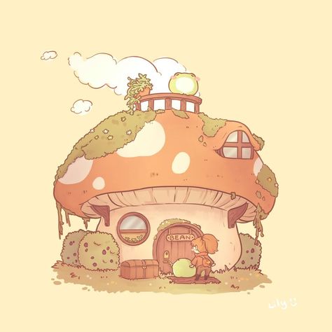 🌸Lily🌸 on Instagram: “Imagining the PuffPal's world 😩 It's probably a very peaceful world~ . . . . . . . #art #artist #kawaii #kawaiiart #anime #procreate…” Mushroom Dragon Drawing, Puff Pals Island Skies, Nature Cute Drawings, Cute Drawings Of Mushrooms, Puffpals Island Skies, Fluffnest Art, Mushroom Illustration Cute, Cottagecore Cartoon, Anime Procreate