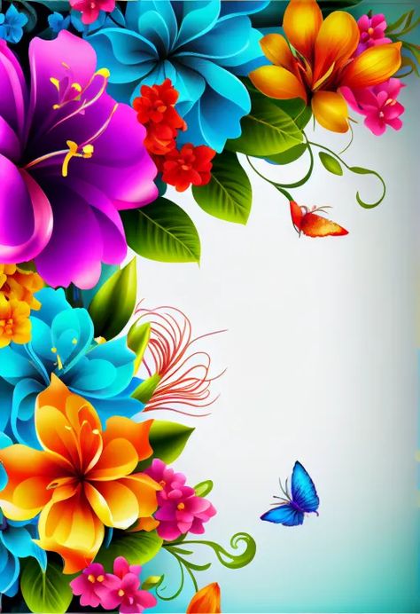 Free Colorful Flower Background Colorful Floral Background, Flower Boarders Designs, Flower Background Design Floral Prints, Flower Background Colorful, Flowers And Butterflies Background, Bright Colors Wallpaper Floral, Flowers And Rainbows Wallpaper, Image Flower, Paint Illustration