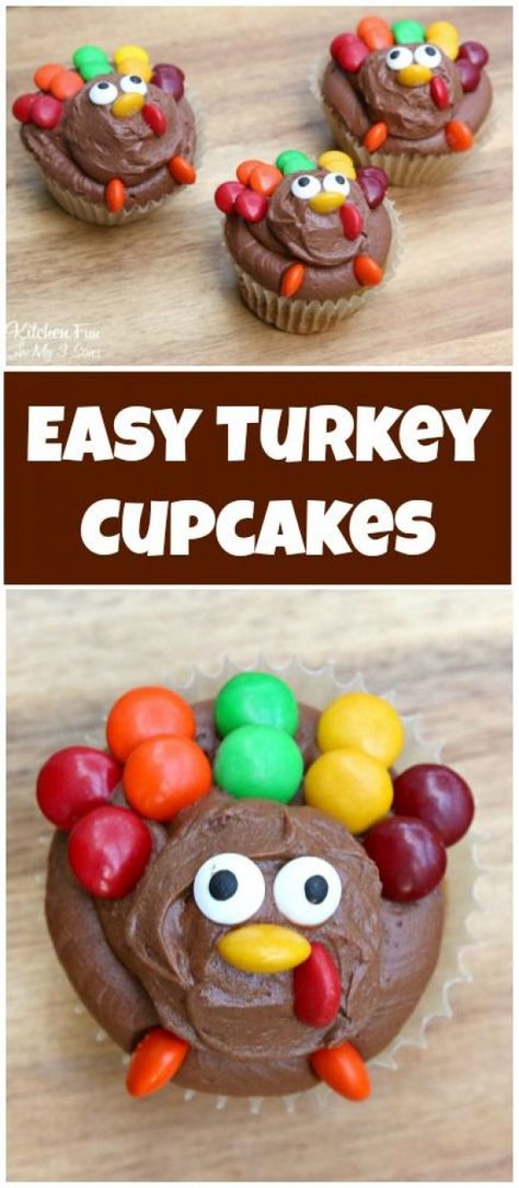 Easy Thanksgiving Turkey, Baking Fall, Thanksgiving Desserts Kids, Desserts Thanksgiving, Turkey Cupcakes, Thanksgiving Cupcakes, Thanksgiving Snacks, Thanksgiving Kitchen, Easy Turkey