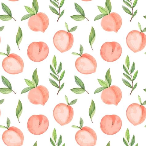 Free vector hand painted watercolor peac... | Free Vector #Freepik #freevector #peach-pattern #peach-watercolor #motif-background #motif-pattern Watercolor Patterns To Paint, Easy Patterns To Paint, Peaches Drawing, Peaches Background, Watercolour Peach, Peach Artwork, Painted Peaches, Watercolor Pattern Design, Free Vector Patterns