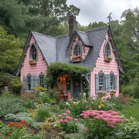 Fairytale House Interior, Fairytale Houses, Fairytale House, Storybook Homes, Fairytale Cottage, Dream Cottage, Fantasy House, Cute House, Pink Houses