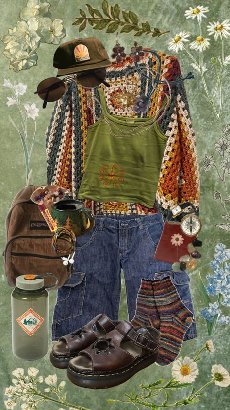 #nature #outfit #outfitinspo #vibes Silly Clothes, Best Winter Outfits, Mode Hippie, Earthy Outfits, Hippie Style Clothing, Funky Outfits, Platform Clogs, Polo Top, Swaggy Outfits