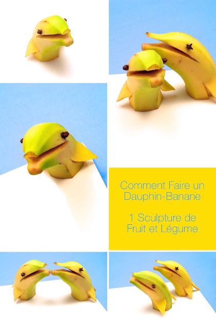 1 sculpture de fruit et légume: Comment Faire un Dauphin-Banane Vegetable Animals, Deco Fruit, Animal Fruit, Food Art For Kids, Food Sculpture, Fruit And Vegetable Carving, Foodie Art, Vegetable Carving, Food Carving