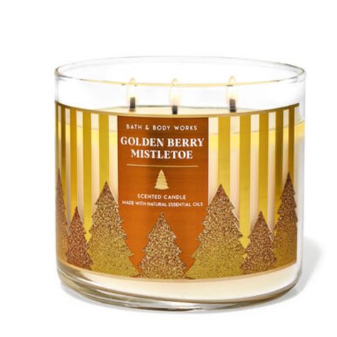 Bath & Body Works Golden Berry Mistletoe, 3 Wick Candle What It Smells Like: Crisp, Fresh Air Kissed By A Touch Of Sweetness. Fragrance Notes: Sparkling Berries, Sugared Spruce And Frosted Air. Golden Berry, Three Wick Candle, Bath Body Works Candles, Bath Candles, Essential Oil Scents, Essential Oil Candles, Holiday Candles, Best Fragrances, Candle Sizes