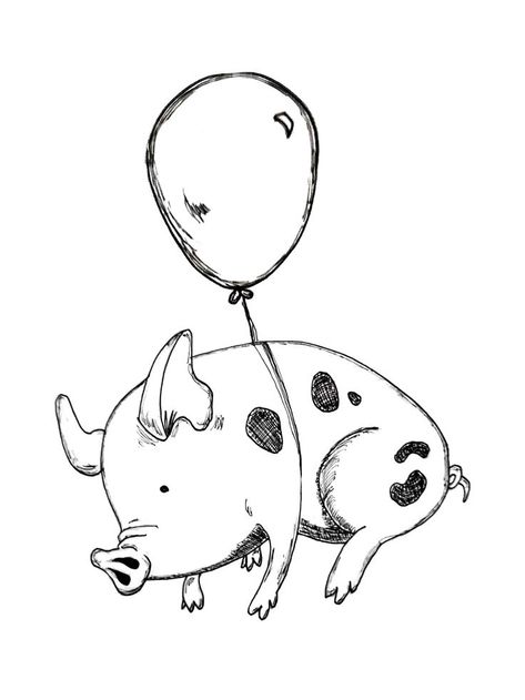 Flying Pig Sketch, Flying Pig Cartoon, Flying Pig Drawing, Pig Line Art, Cute Pig Drawing, Flying Pig Tattoo, Pig Doodle, Pig Drawings, Pig Sketch