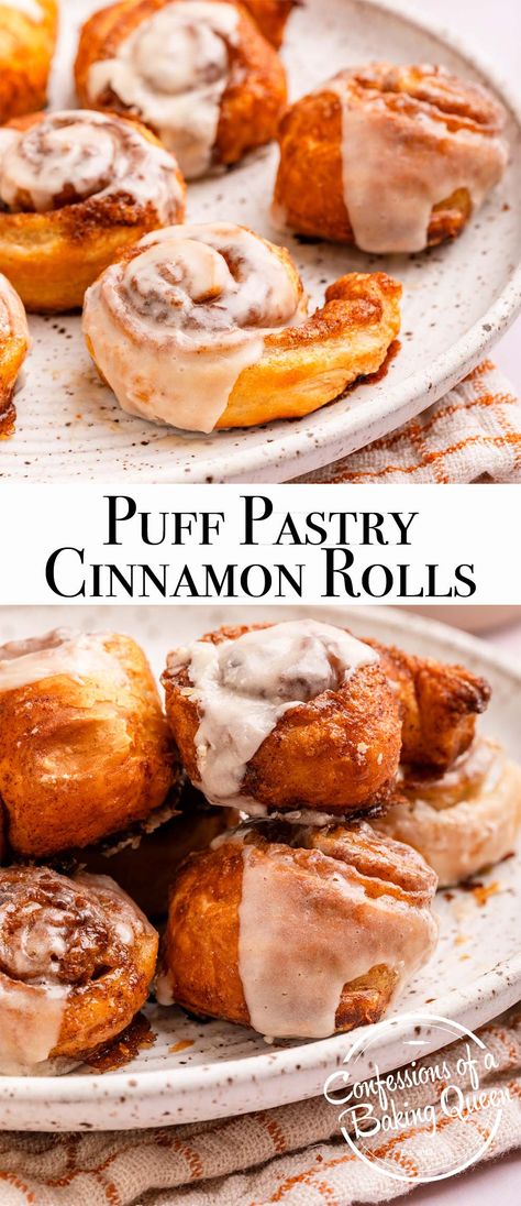 Looking for irresistible cinnamon rolls that are easy to make? No waiting for dough to rise! These puff pastry cinnamon rolls are the perfect treat to indulge in weekend mornings. Puff Pastry Recipes Cinnamon Rolls, Puff Pastry Apple Cinnamon Rolls, Puff Pastry Cinnamon Rolls Simple, Puff Pastry Cinnamon Rolls, Pastry Cinnamon Rolls, Puff Pastry Cinnamon, Philo Dough, Pastry Dough Recipe, Pastry Ideas