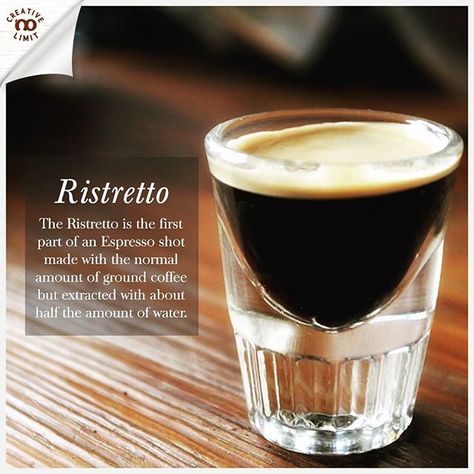 The Ristretto shot is a coffee purists heaven, a truly enjoyable pour of coffee.  Many baristas consider the Ristretto to be the most difficult drink to get right. But what is a ristretto and how are these highly debated shots made? . . #creativenolimit10 Barista Tips, Ristretto Coffee, Baileys Drinks, Coffee Tips, Coffee Infographic, Graphic Lettering, Coffee Shop Photography, Coffee Shot, Coffee Guide