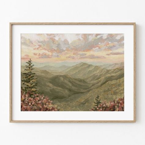 Mountain Painting Wall, Cold Mountain, Mountain Painting, Wall Art Landscape, Pastel Sky, Print Wall Decor, Mountain Paintings, Painting Wall Art, Art Landscape