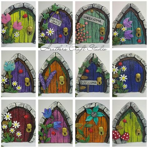 Fairy Garden Doors Diy, Fairy Doors Ideas, Fairy House Doors Diy, Fairy House Doors, Painted Fairy Houses, Gnome Doors, Fairy Doors Diy, Fairy Door Craft, Diy Fairy Doors For Tree