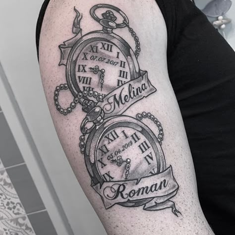 101 Amazing Pocket Watch Tattoo Ideas You Need To See! | Outsons | Men's Fashion Tips And Style Guide For 2020 Lion And Pocket Watch Tattoo, Old Fashion Clock Tattoos, Two Pocket Watch Tattoo, Two Clocks Tattoo Design, Old Pocket Watch Tattoo, 2 Pocket Watch Tattoo Design, Pocket Watch Tattoo For Men, Daughter Tattoo For Men, Men Clock Tattoo Ideas