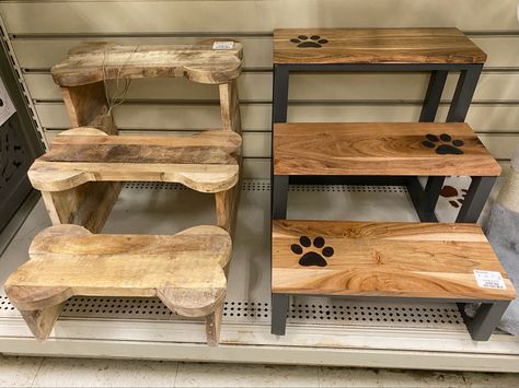 Wood and metal stairs for dogs. Found @homegoods Feb '22 Wooden Dog Stairs, Wood Dog Stairs For Bed, Dog Steps For Bed Diy, Diy Dog Stairs, Stairs For Dogs, Dog Stairs For Bed, Dog Steps For Bed, Raffle Ideas, Dog Stairs