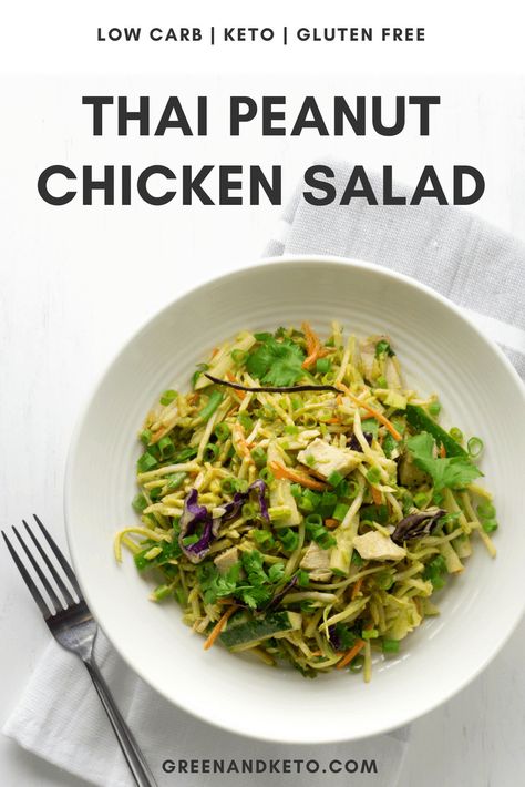 Low Carb Chicken Salad, Amazing Salads, Keto Chicken Salad, Thai Peanut Chicken, Peanut Dressing, Thai Peanut, Boiled Egg Diet Plan, Peanut Chicken, Packed Lunch