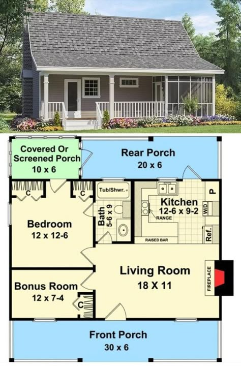 American House Plans HQ | 🚨🌹 Explore Dream Houses 🌹🚨 | Facebook Small Cottage Layout Floor Plans, Tiny Cottage Floor Plans, Small House Floor Plan, Cottage Layout, Small House Blueprints, Small Cottage House Plans, Hall House, Affordable Homes, American House Plans