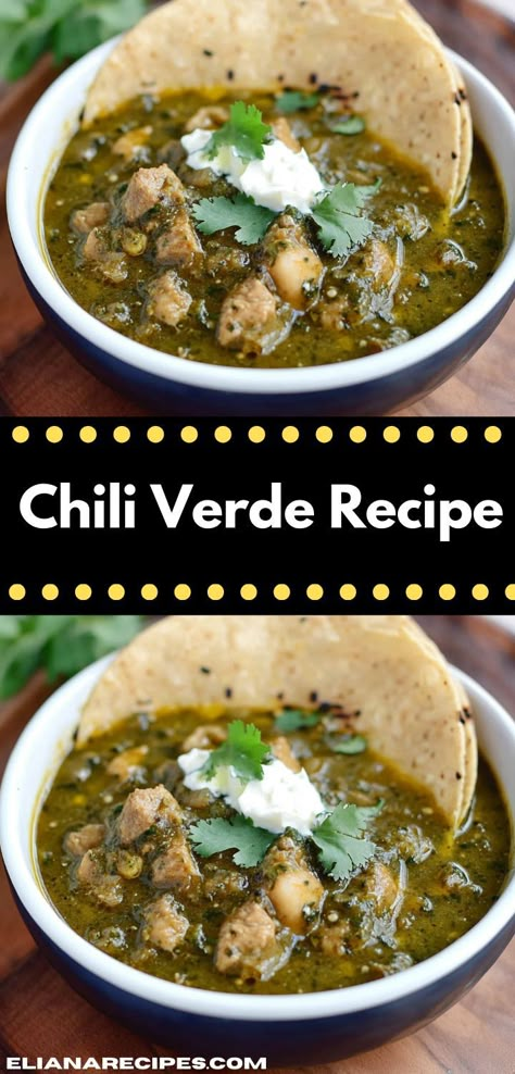 Searching for dinner recipes? Try this Chili Verde Recipe! A delicious chili recipe that's easy to prepare, great for chili meals, and perfect for dinner ideas or dinner recipes for family gatherings. Chili Verde Soup Recipe, Easy Chili Verde, Verde Chili Recipe, Chili Verde Pork Authentic Crockpot, Chili Verde Sauce Recipe, Green Chili Chili, Chili Verde Instant Pot, Mexican Green Chili Pork, Green Chili Verde Pork