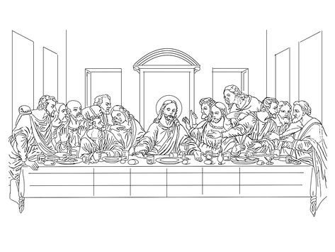 The Last Supper Sketch, Last Supper Sketch, The Last Supper Tattoo Stencil, Last Supper Drawing, Last Supper Tattoo Design, Last Supper Coloring Page, The Last Supper Tattoo, Last Supper Painting, Last Supper Art