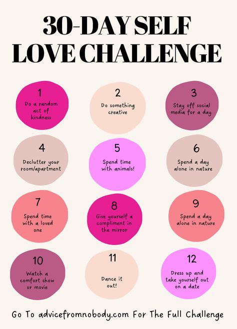 30-Day Self-Love Challenge Self Love Challenge, 30 Days Love Yourself Challenge, Self Love Challenge 30 Day, 30 Days Of Self Love, 30 Days Self Love Challenge, 31 Days Of Self Love Challenge, February Self Love Challenge, Personal Growth Books, Love Challenge