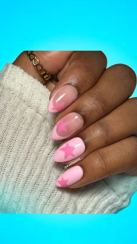 French Tips With Pink, Preppy Nails, Teen Nails, Short Coffin, Her Nails, French Tips, Pink Stars, Nail Sizes, Dream Nails