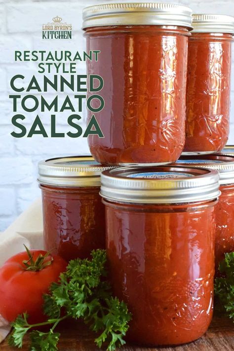 Canned Habanero Salsa, Smooth Salsa Recipe, Canned Tomato Salsa, Mexican Restaurant Salsa, Salsa Recipe For Canning, Salsa With Canned Tomatoes, Canning Homemade Salsa, Restaurant Style Salsa Recipe, Restaurant Salsa