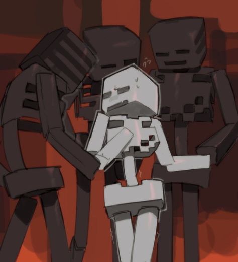 Wither X Skeleton, Minecraft Wither, Minecraft Skeleton, Wither Skeleton, Minecraft Comics, Black Hat X Dr Flug, Minecraft Fanart, Minecraft Drawings, Monster School