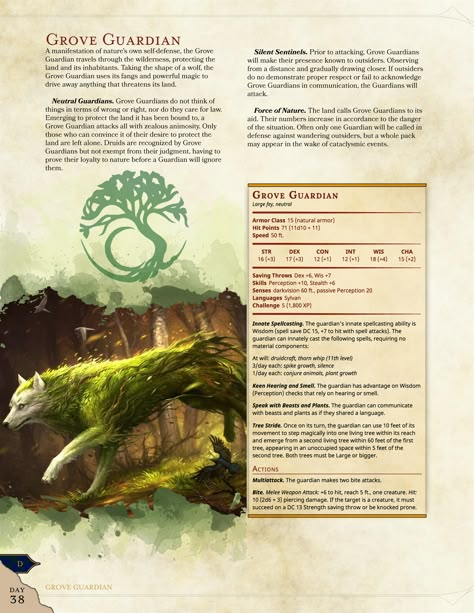 Updated Day 38 Grove Guardian Dnd Monster, Dnd Druid, Dnd Stats, Plant Monster, Dungeon Master's Guide, Dnd Classes, Dnd Races, Dungeons And Dragons 5e, Dnd Ideas