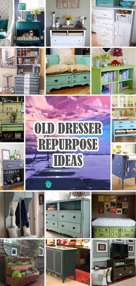 25 Old Dresser Repurpose Ideas - Matchness.com Diy Dresser Upcycle, Repurpose A Dresser Diy Ideas, Repurposing Old Dressers, Ideas For Old Dressers Diy Projects, Vintage Dresser Repurpose, Recycle Dresser Ideas, Recycled Dresser Ideas, Diy Small Dresser, Diy Upcycle Dresser Ideas