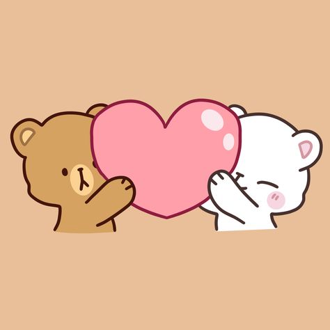 Milk And Mocha Bear Holding Hands, Milk And Mocha Pixel Art, Milky Bear And Mocha, White And Brown Bear Cartoon, Bear Couple Drawing, Milky And Mocha Bears, Teddy Bear Love Couple, Milk And Mocha Bear Love, Cute Love Cartoons Couple