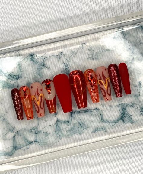 Birthday Nail Set Ideas Aries, Aries Birthday, Custom Nails, Luxury Press On Nails, 2022 Style, Zodiac Collection, Aries Zodiac, Birthday Nails, Nail Glue