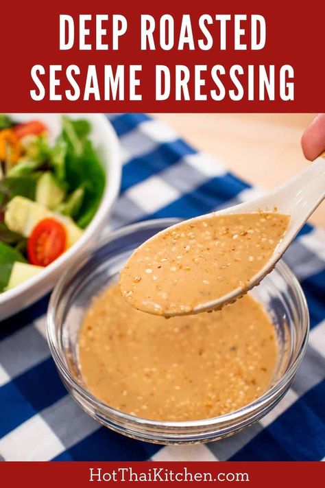 A super popular salad dressing in Japan, this is the dressing that will make you actually enjoy salad! A copycat recipe of the beloved Kewpie Brand dressing, but made at home with healthy ingredients! Can be made gluten free using gluten free soy sauce. Sesame Dressing Recipe, Roasted Sesame Dressing, Sesame Salad Dressing, Sesame Salad, Hot Pot Recipe, Vegetarian Gluten Free, Classic Salad, Gluten Free Soy Sauce, Sesame Dressing