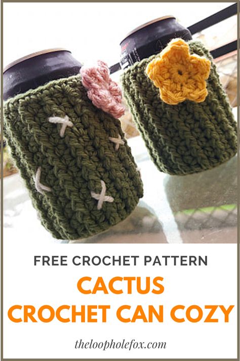 Keep your hands from getting too cold this summer with this crochet can cozy. This adorable cactus cozy is a crochet can koozie free pattern that works up quickly and is easy to customize for any personality. Create as many different cactus can cozy's as you like with this easy and free crochet pattern. Easily doubles as a crochet beer cozy to keep your beverage nice and cool this summer. #crochetcancozy #summercrochetideas #summercrochetpatterns #freecrochetpattern Crochet Yeti Cozy, Crochet Cactus Cup Cozy, Diy Crochet Cup Cozy, Can Cozies Crochet, Crochet Can Cozy Pattern, Tea Cup Crochet Pattern, Free Crochet Can Cozy Patterns, Coozie Crochet Pattern Free, Easy Crochet Gifts Free Pattern