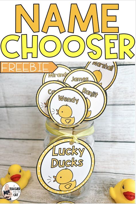 Name Picker Classroom, Lucky Ducks Classroom Jar, Duck Theme Classroom Decor, Popsicle Stick Names Classroom, Duck Classroom Decor, Rubber Duck Classroom Theme, Lucky Ducks Classroom Management, Lucky Ducks Classroom, Student Reward System