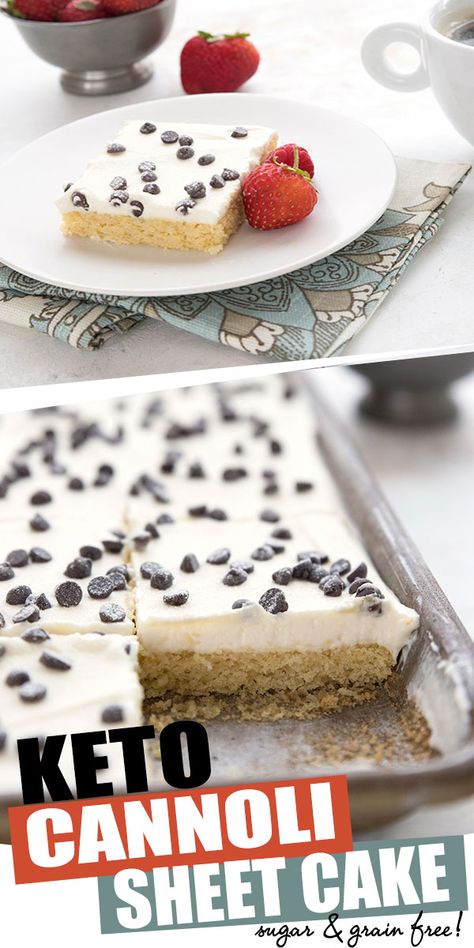 Keto Cannoli Cake Recipe | All Day I Dream About Food Keto Dessert Recipes For A Crowd, Keto Sheet Cake Recipes, Keto Sheet Cake, Keto Italian Cream Cake, Keto Desserts For A Crowd, Keto Dessert For A Crowd, Keto Canolli, All Day I Dream About Food, Keto Cannoli