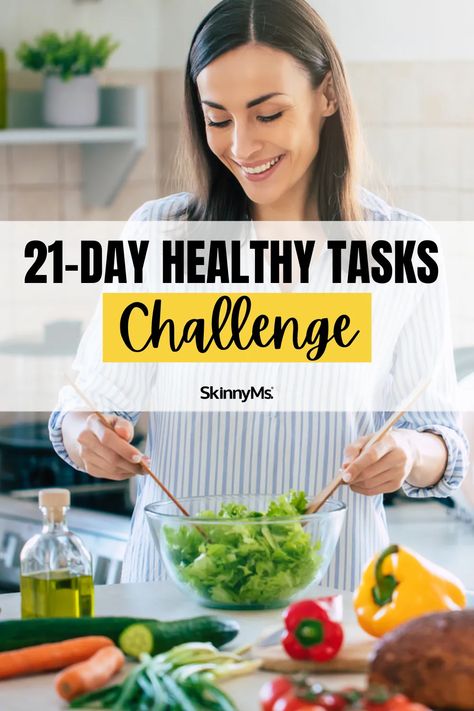 Our 21-day healthy tasks challenge assigns one task at a time to help you learn behaviors and habits for living a healthier lifestyle! 30 Healthy Eating Challenge, One Month Healthy Lifestyle Challenge, 21 Day Health Challenge, Eat At Home Challenge, 30 Day Healthy Habits Challenge, Dr Livingood 21 Day Challenge, Healthy Challenge Ideas, Health Challenge Ideas, Get Healthy Challenge