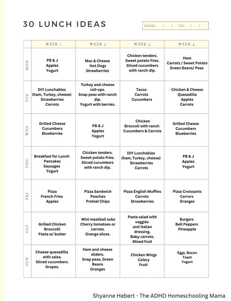 Summer Food Schedule For Kids, Summer Lunch Schedule For Kids, Kids Lunch Menu Ideas, Babysitting Lunch Ideas, Summer Eating Schedule For Kids, Homeschool Meal Planning, Homeschool Meal Plan, Summer Meal Planning For Kids, Summer Lunch Menu For Kids