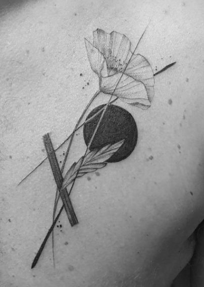 Poppy tattoo, Black/Grey Poppy Geometric Tattoo, California Poppy Tattoo Black And White, Poppy Tattoo Black And White, Poppy Tattoo Black, White Poppy Tattoo, Poppy Tattoo Men, Black Poppy Tattoo, Tattoo Black Grey, California Poppy Tattoo