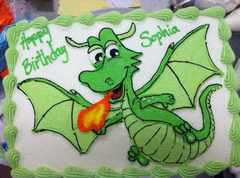 Cute dragon cake Dragon Birthday Cake Ideas, Dragon Cake Ideas Simple, Unicorn And Dragon Cake, Dragon Sheet Cake, Blue Dragon Cake, Cake Animals, Rescue Riders, Wilton Decorating Tips, Viking Party