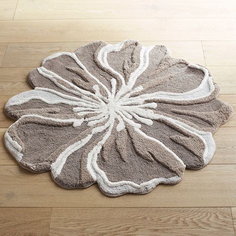 Flower Shaped Round Bath Mat - Pier 1 - Grey Round Bathroom Rugs, Round Bath Rug, Round Bath Mats, Grey Bath Towels, Tufting Ideas, Grey Baths, Rug Tufting, Round Bathroom, Plant Room