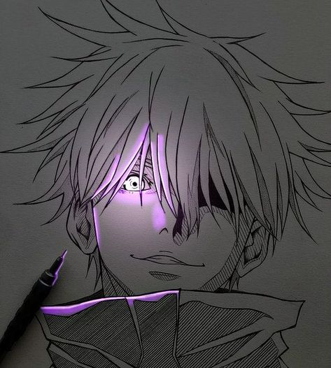 Anime Face Drawing, Gojo Saturo, Cool Galaxy Wallpapers, Glow Art, Color Drawing Art, Animation Art Sketches, Glowing Art, Swag Art, Face Sketch