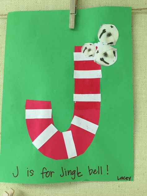 J is for Jingle bell J Is For Jingle Bells Preschool, Jingle Bells Crafts For Kids, Letter J Christmas Crafts, J Is For Craft, J Crafts For Preschoolers, Letter J Crafts For Preschoolers, Preschool Alphabet Book, Letter J Crafts, December Themes