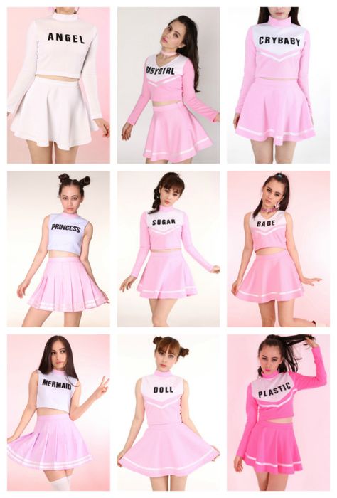 Coquette Fashion Bestie Outfits, Coquette Fashion, Rok Mini, Cute Cheerleaders, Cheerleader Costume, Pastel Goth Fashion, Costumes For Teens, Cheer Outfits, Best Friend Outfits