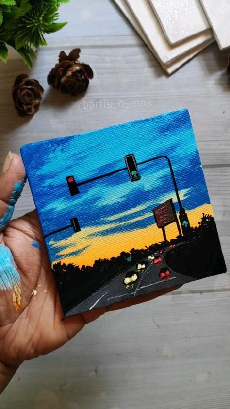 mini canvas sunset painting. | Mini canvas art, Canvas painting designs, Canvas painting Mini Canvas Sunset, Painting Mini Canvas, Canvas Art Painting Abstract, Mini Toile, Sky Art Painting, Small Canvas Paintings, Simple Canvas Paintings, Beautiful Art Paintings, Easy Canvas Art