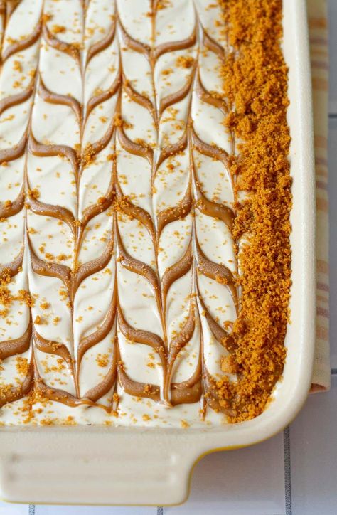 Biscoff Icebox Cake Recipe - Tasha's Artisan Foods Biscoff Icebox Cake, Cookie Butter Cake Recipes, Speculoos Cookie Butter, Strawberry Cheesecake Bites, Fridge Cake, Biscoff Cake, Icebox Cake Recipes, Biscoff Cookie Butter, Butter Cake Recipe