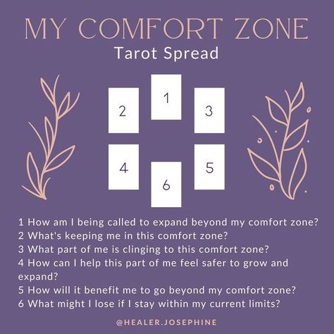 Josephine Hardman, PhD on Instagram: "📦COMFORT ZONES📦 A comfort zone can feel like a warm, cozy, safe, familiar box. It’s full of the soft blankets we’ve been carrying with us for a long time (they’re so worn, some of these blankets might be disintegrating in places!). And although we KNOW we’re being called to expand, to stretch, to leave the old familiar box behind — a part of us might be terrified. Clinging to the safety of those four walls, as limited or suffocating as they may be. ✨ I was Tarot Spreads Clarity, Energy Tarot Spread, Tarot Spreads Decision Making, Angel Tarot Spreads, 12/12 Portal Tarot Spread, Tarot Card Layouts, Oracle Card Spreads, Tarot Spread For Sexuality, Tarot Reading Spreads